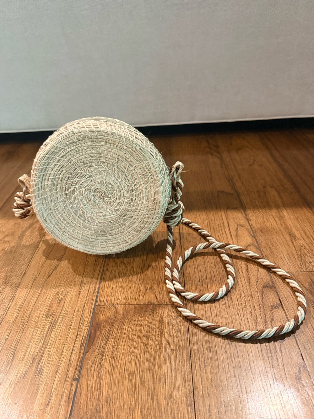 Artisan Handwoven Iraca Palm Round Crossbody Bag Boho Canteen Purse